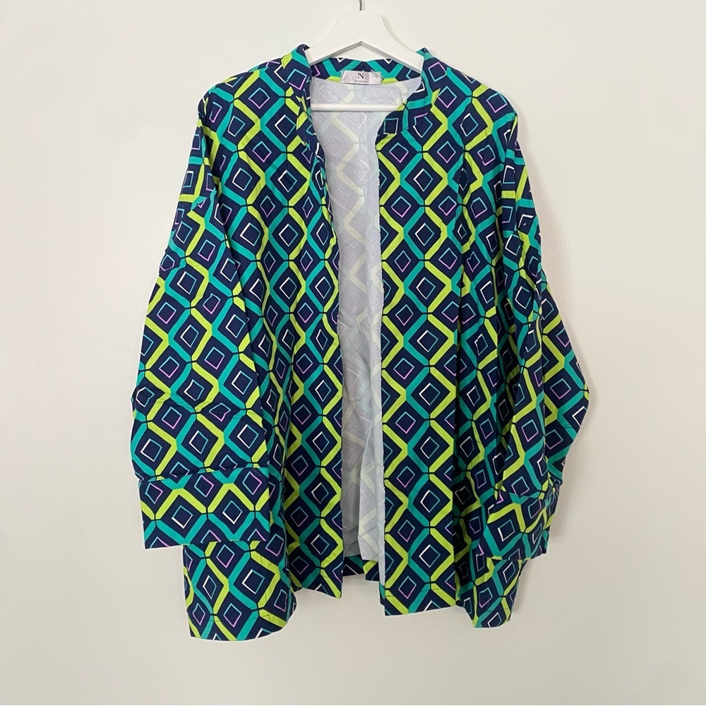 Natori Geometric open front kimono style cape shrug poncho cardigan sweater 3X